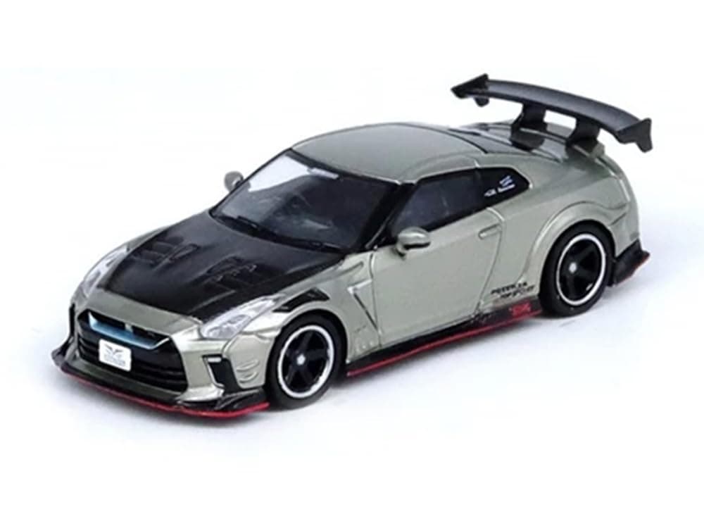 Inno Models GT-R (R35) Top Secret RHD (Right Hand Drive) Light Green Metallic with Carbon Hood Tokyo Auto Salon 2024 - Malaysia Diecast Expo 2024" 1/64 Diecast Model Car IN64-R35TS-MDX24