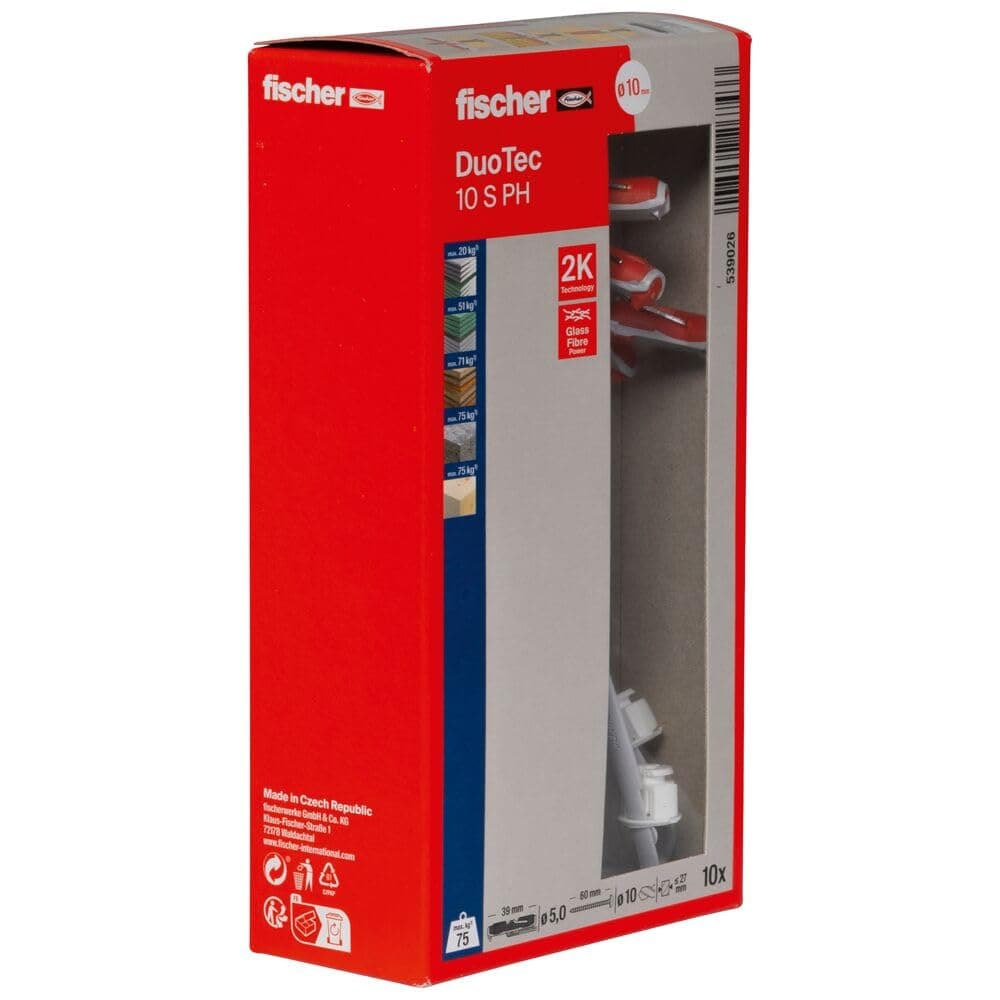 DuoTec 10 S PH LD, 10 x Toggle-Plug + 10 x Panhead Screw 5 x 70: High-Load Toggle-Plug for Plasterboard, Gypsum Fibreboard, Wood, Steel & Plastic Panels, 10 Pieces