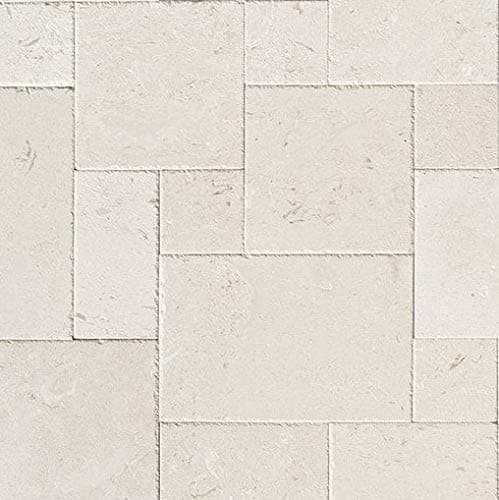 Limestone Tile French Pattern (Shell Reef) for Patio, Backyard or Pool Deck... Brushed and Chiseled Natural Stone for Outdoors & Indoors (1, Small Sample)
