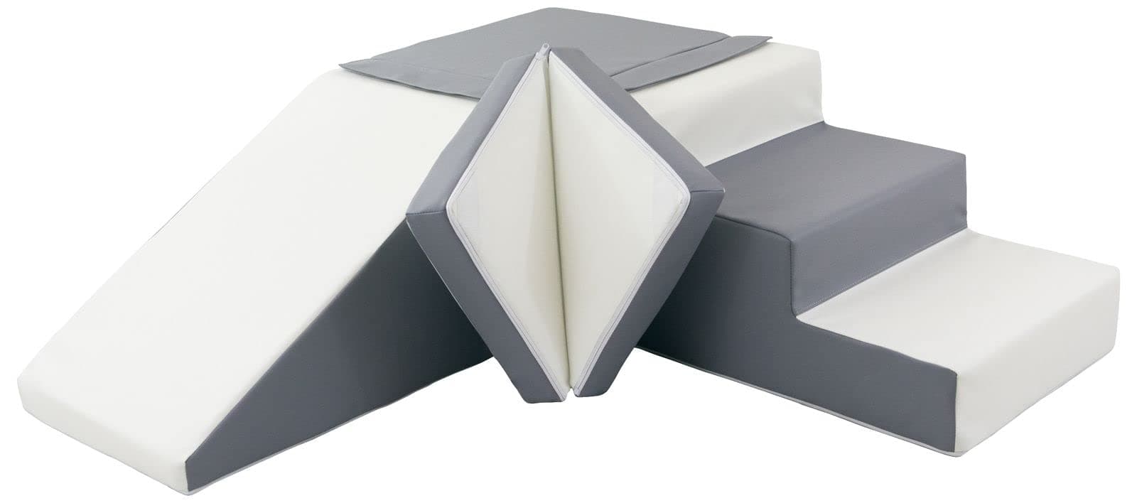 Soft play, slide, stairs, foam, indoor, outdoor, set, kids, baby (colour: white,grey)