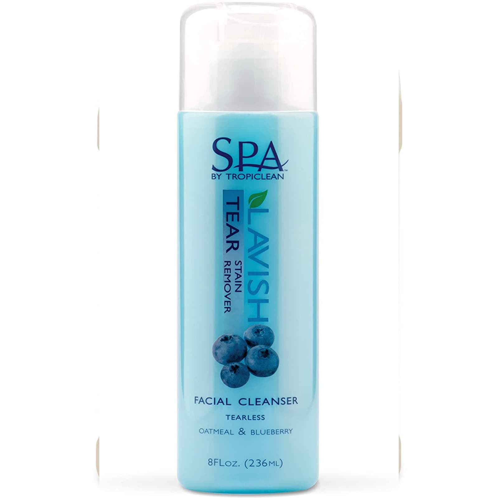 TropiCleanSPA Tear Stain Facial Cleanser for Pets with Oatmeal and Blueberry, Soothe and Balanced Skin, Gently Removes Dirt and Tear Stains, for All Skin Types 236 ml