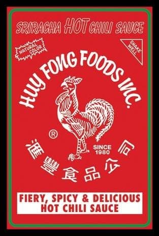 Buyartforless Framed Sriracha HOT Chili Sauce Label 36x24 Art Pint Poster Huy Fong Foods Fiery, Spicy & Delicious Hot Chili Sauce