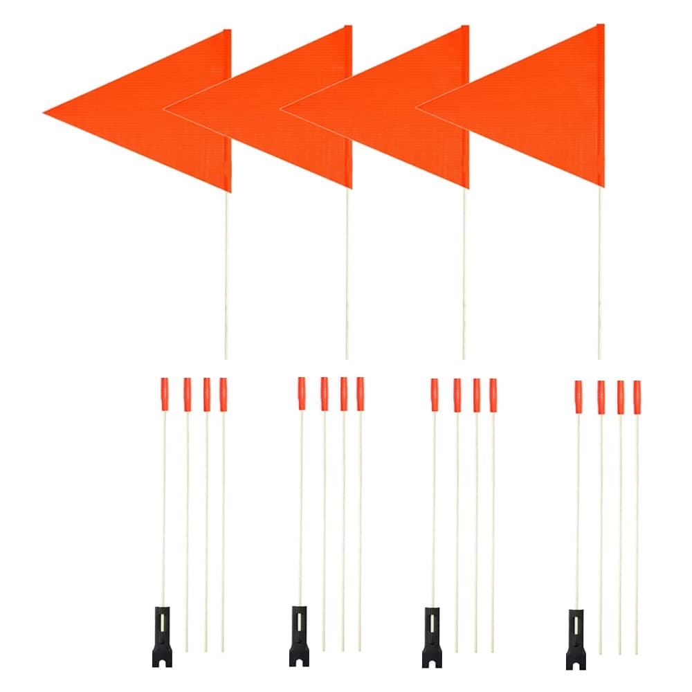 4 Pcs Upgraded Bike Flags with Pole, 6 ft High Visibility Orange Fags with heavy Duty Fiberglass Flag Pole