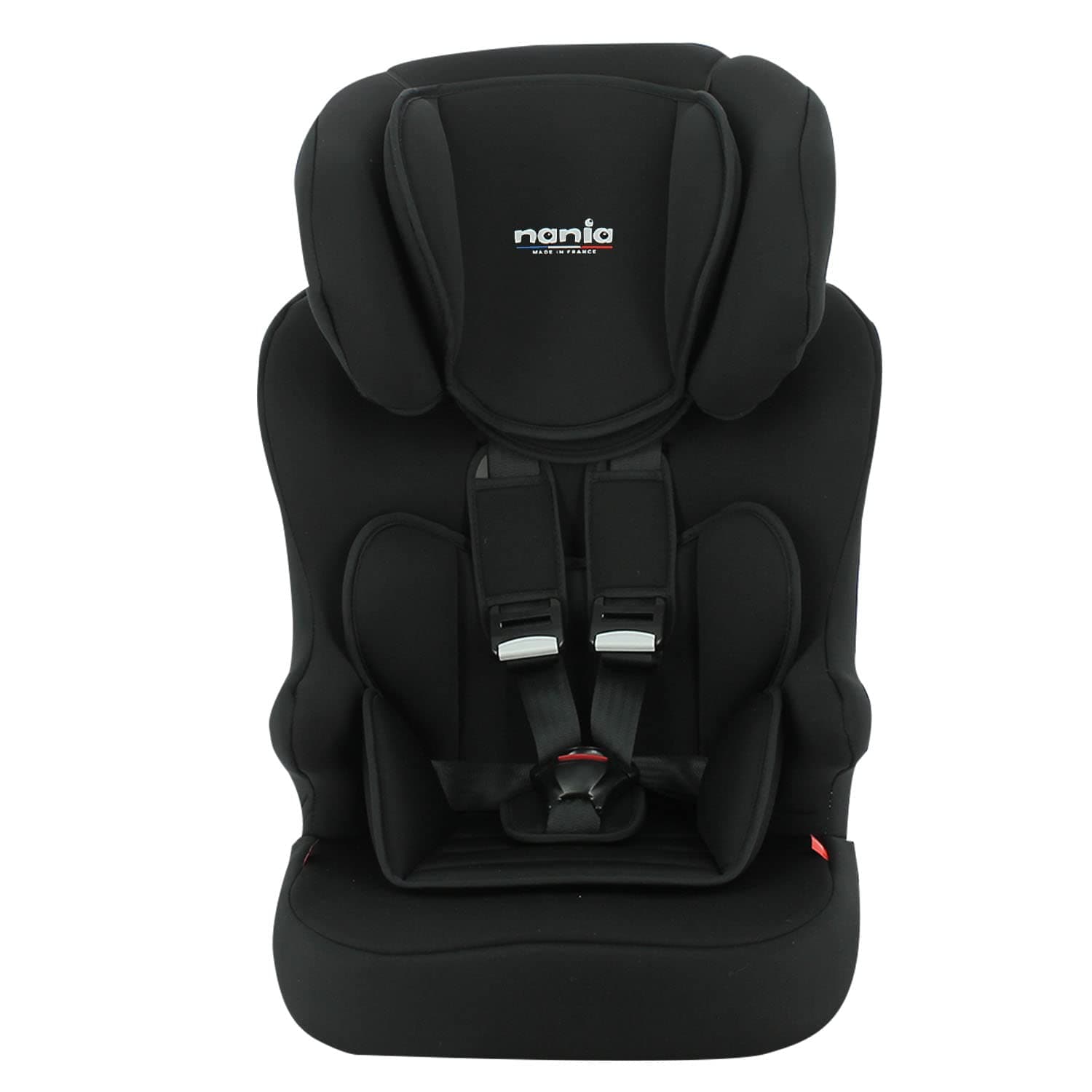 Siège auto Rehausseur avec harnais Racer 2 Pillows, groupe 1/2/3 (9-36kg) avec Protection latérale -Fabriqué en France. (Noir)