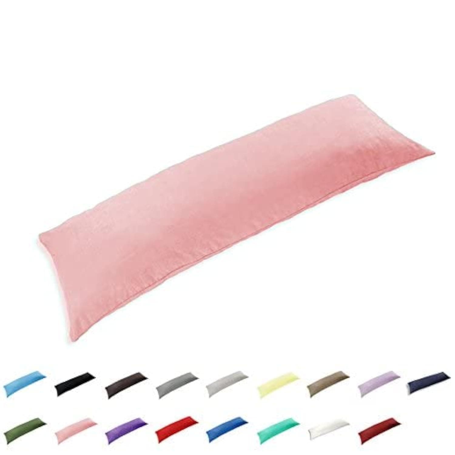 Gyulin 100% Cotton 300 Thread Count Envelope Style 5ft King Bed Size Body Pillow Cover Pillowcase Pillow Protector Cushion Cover Non Zippered Only Cover No Insert 20"x60"/51x150cm Pink