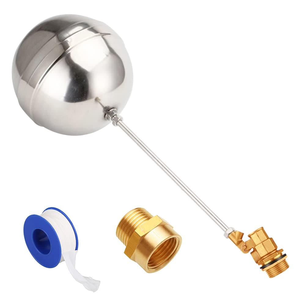 Float Ball Valve DN25 1" Male Thread Stainless Steel Floating Ball Brass Valve Automatic Switch for Stock Tank Pool Water Level Control