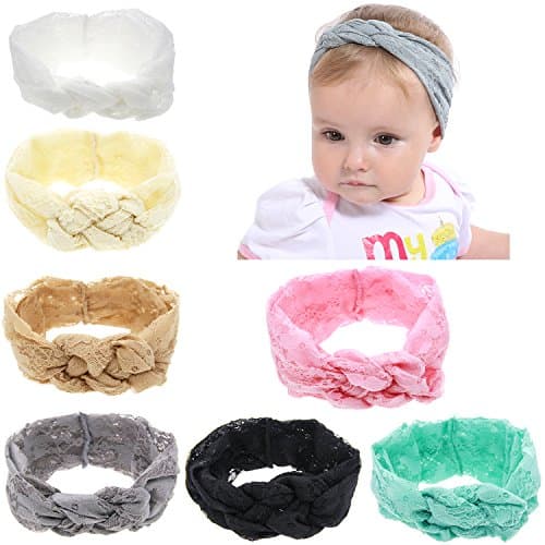 inSowni Solid Elastic Lace Celtic Knot Headband Bulk for Infant Baby Girl Kids Toddlers