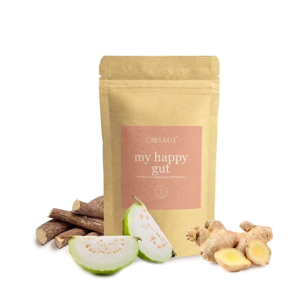 My Happy Gut | PREBIOTICS & PROBIOTICS - Promotes healthy gut microbiome| Mulethi & Triphala Powder | Helps with Acidity, Digestion & Bloating| No Preservatives| 60g-40 servings (Pack of 1)