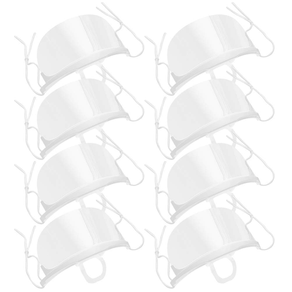 PRETYZOOM 20PCS Transparent Reusable Safety Open Face Guard Adjustable Mouth Mask Anti-fog Mask Dental Plastic Mask Unisex 2 Boxes