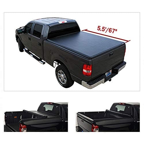 Riseking 5.5ft 67 inches Bed Lock & Roll-up Soft Truck Bed Compatible with 2016-now Titan 1pc Black Vinly Tonneau Cover Assembly