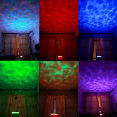 Aome Tech Romantic Multicoloured LED Relaxing Ocean Wave waterproof Projector Pot built-in speaker ,Music Input,Ocean light,ocean lamp,music projection