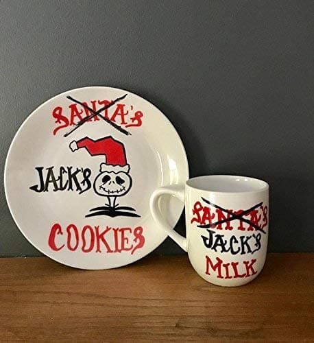Jack Skellington Nightmare Before Christmas Jacks Santa's Cookies plate Milk mug Christmas décor