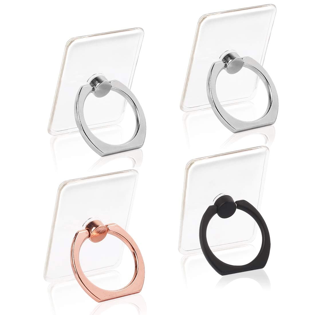 Libosa Cell Phone Ring Holder 360 Degree Rotation and 180 °Flip Transparent Finger Ring Stand Holder Kickstand Compatible with Most of Smartphones Tablet and Phone Case (1.57 x 1.25 x 0.07 inches)