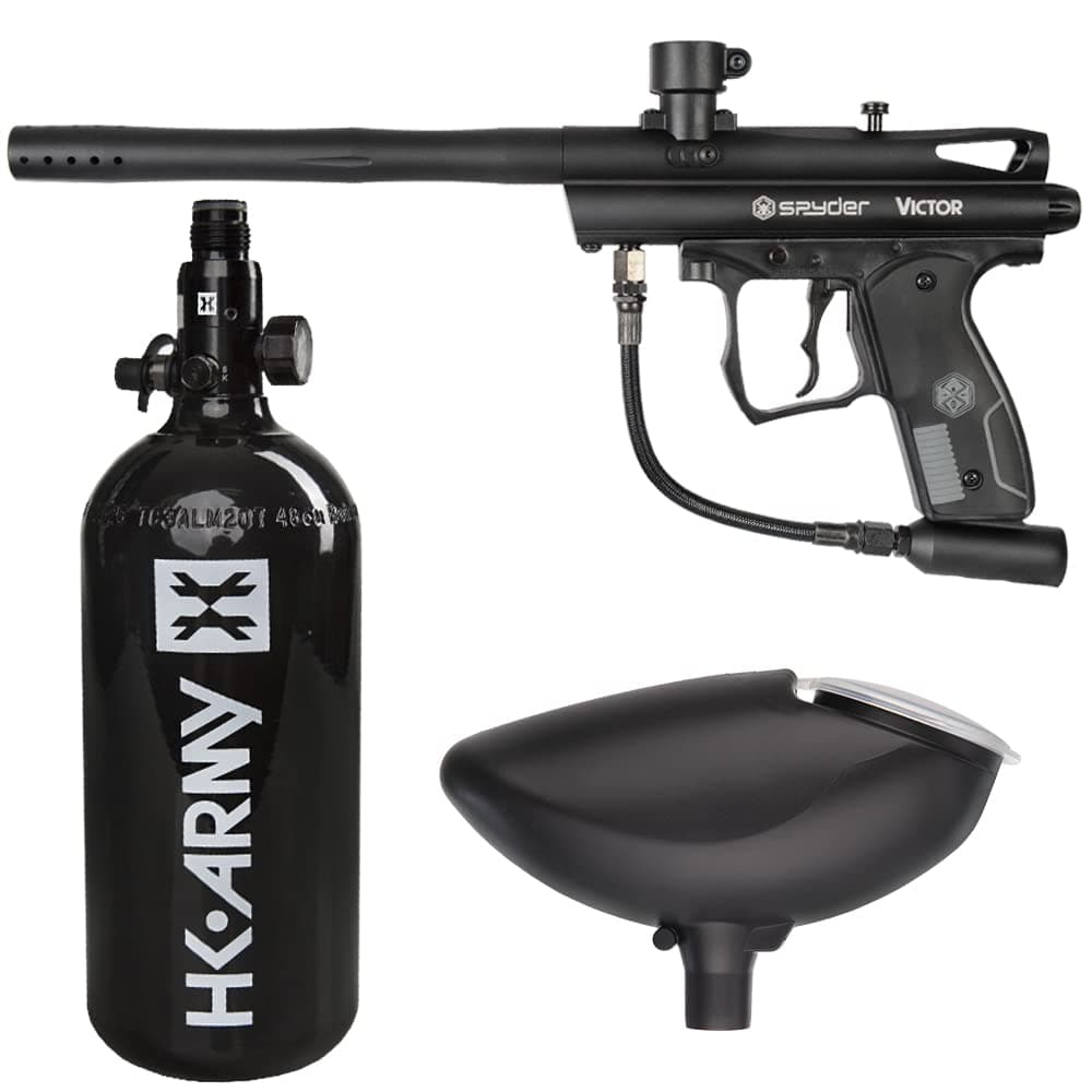 Action Village Kingman Spyder Victor Entry Paintball Gun Package Kit (Diamond Black)