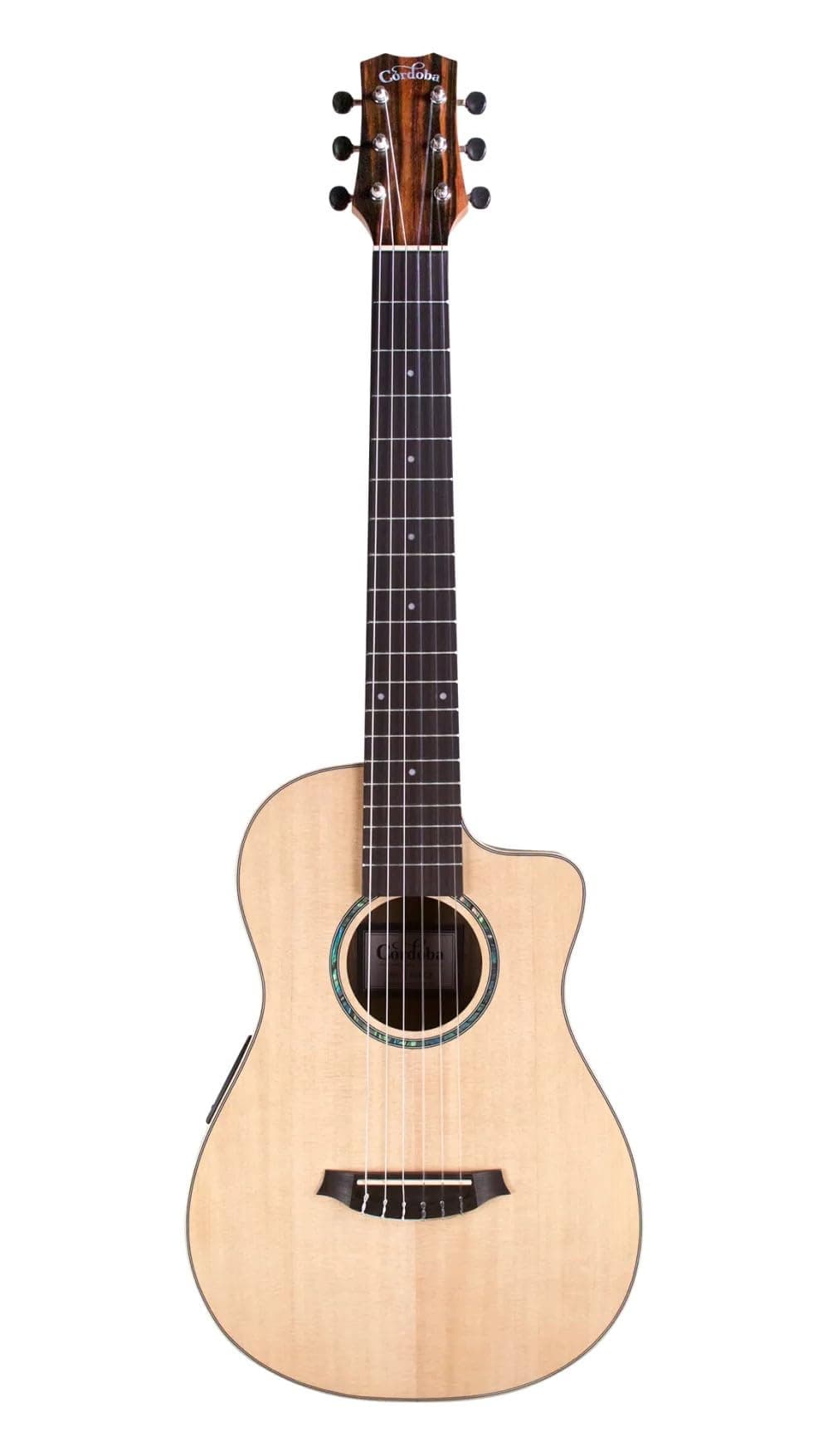Cordoba Mini II EB-CE, Spruce Ebony, Small Body, Acoustic-Electric Cutaway Guitar