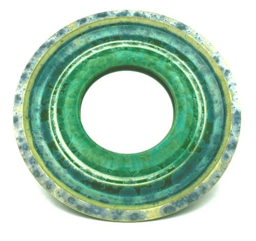 Handcrafted Round Mirror Art Pottery Crystallian Glaze Bill Campbell Ken Follette