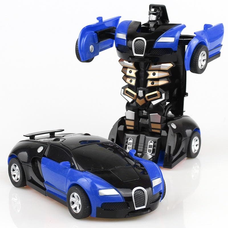 Plastic Battery Operated Converting Car to Robot, Robot to Car Automatically, Robot Toy, with Light and Sound for Kids Indoor and Outdoor 3 Year, Pack of 1 (Blue)