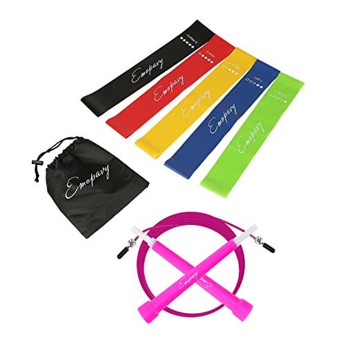 Emopavy Resistance Bands Exercise Bands Workout Bands Set of 5 with Jump Rope for Home Fitness Physical Therapy Yoga