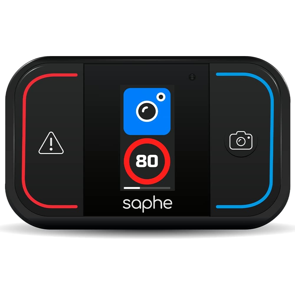 Saphe Drive Mini traffic alarm | real-time speed camera detector and warning system | car accessory | colour display | Works across all of Europe | starts automatically