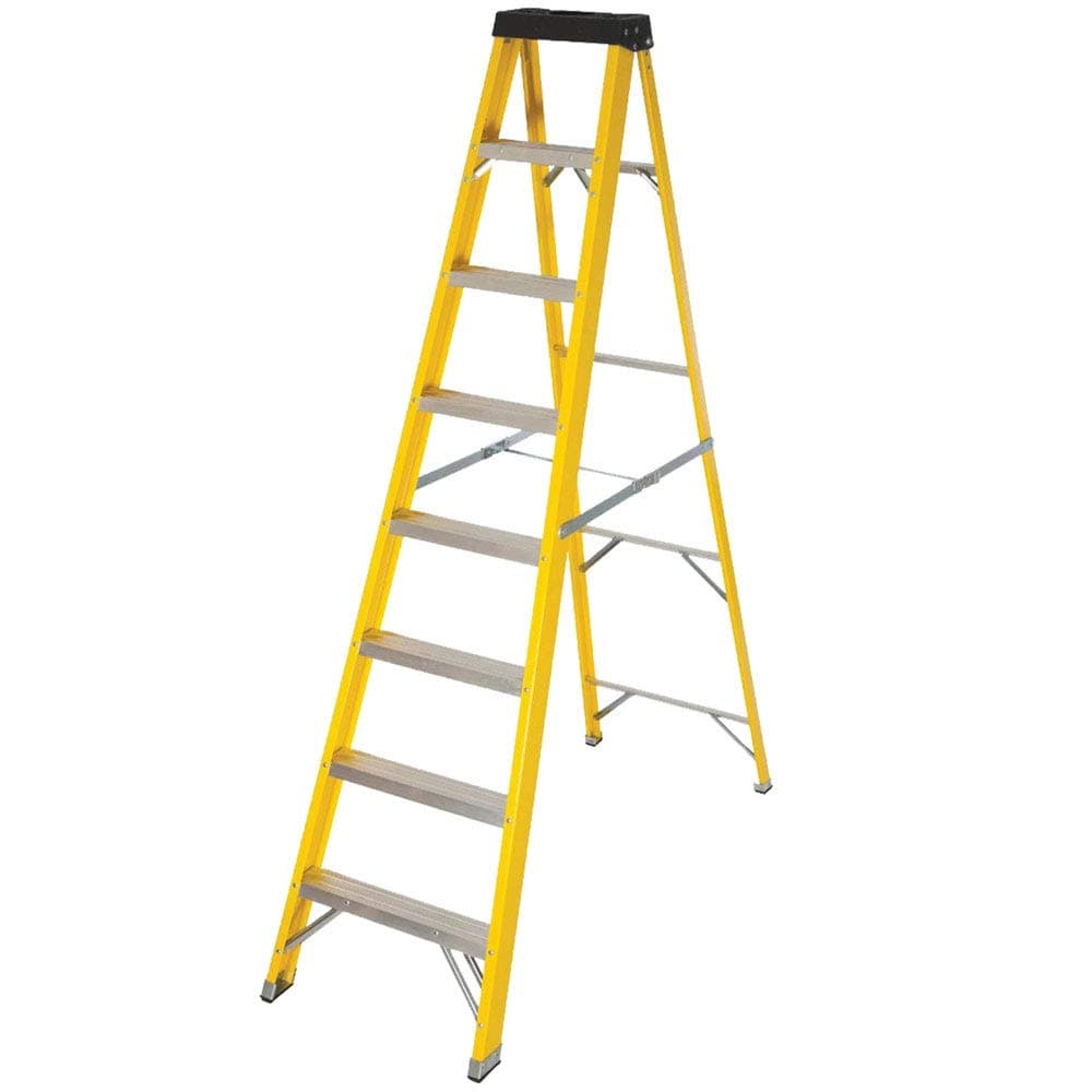 Electricians Fibreglass StepLadder 7 Tread EN131 - Heavy Duty 7 Treads, foldable, folding, lightweight, fibreglass