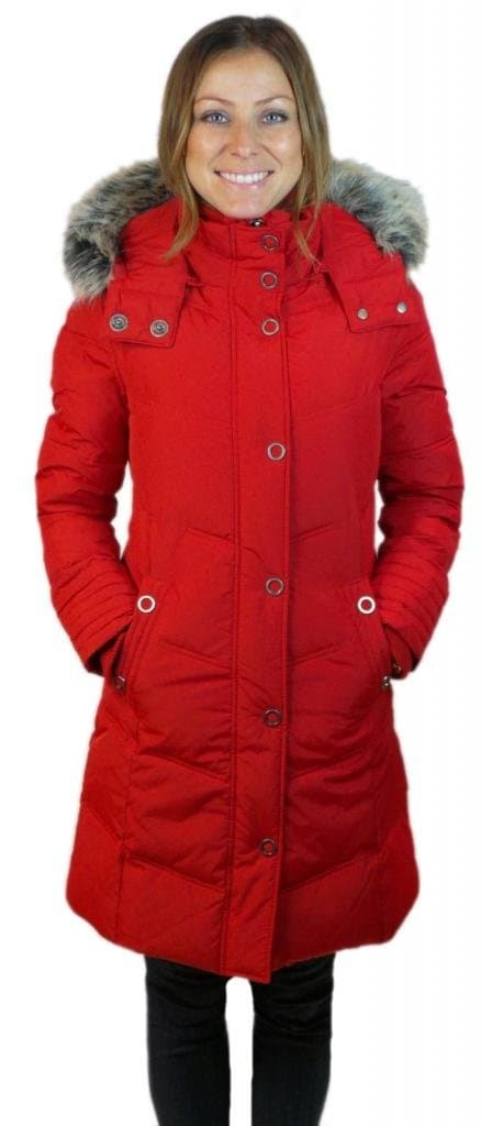 Sophie Madison Women's Junior Fit Down Fill Coat with Faux Fur Trim Hood