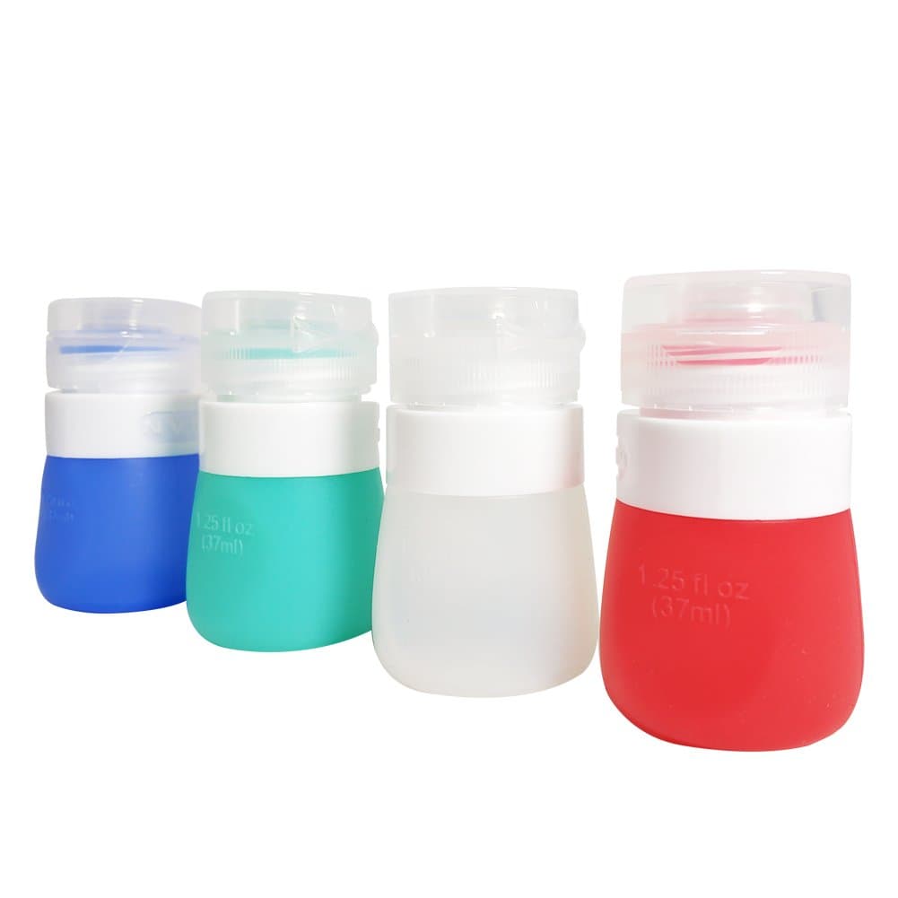 SUNYOUSalad Dressing Bottles, Silicone Squeeze Bottles for Kitchen, Travel, and General Use,set of 4 (37ml)