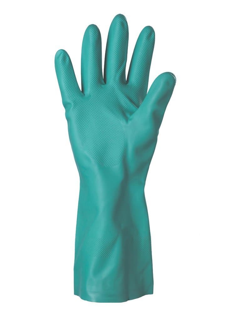 Nitrile Solvent/Oil and Fat/Chemical Resistant Hand Gloves (Green, Size-Large) 2 Pairs Pack of 4)