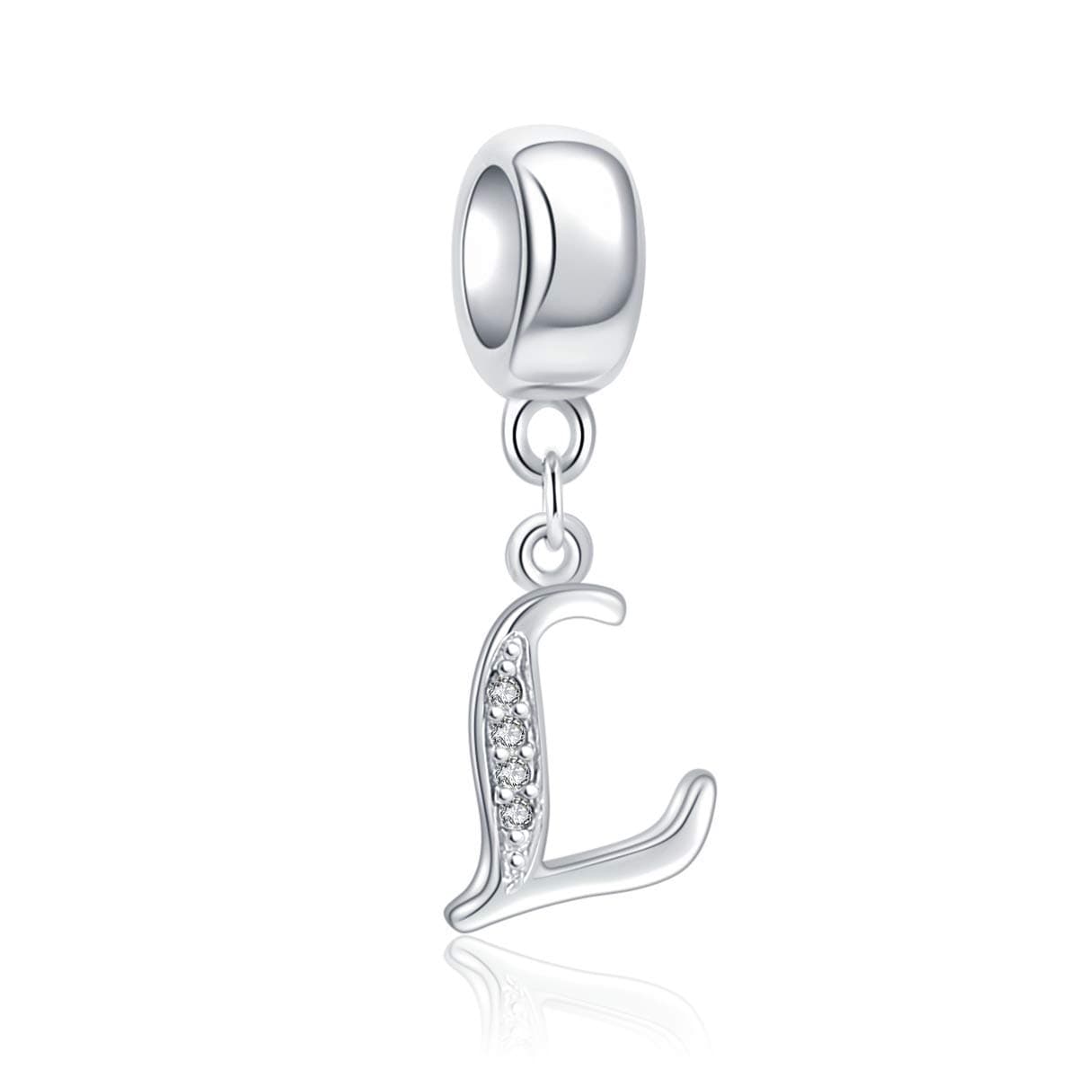 SOUKISS 925 Sterling Silver Letter Beads Initial A-z Dangle Alphabet Crystal Charm Fits European Bracelet Gift for Mother Valentines day