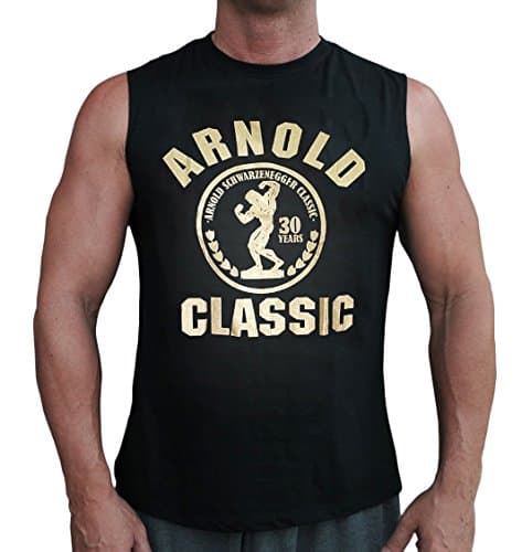 Arnold Schwarzenegger Classic Men's Stringer Tank Top (Small, New Classic Gold Sleeveless)