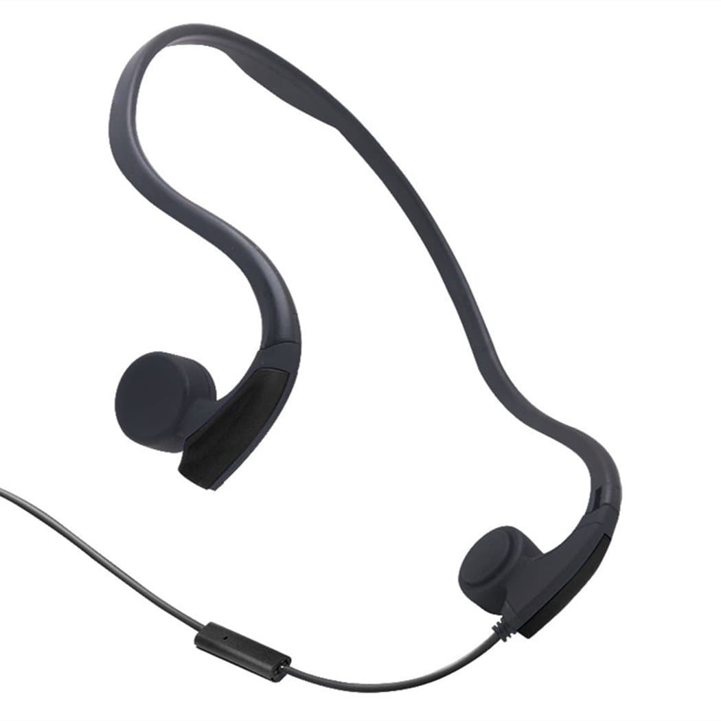 Bone Conduction Headphones Effie Wired Headphones with Microphone Stereo Open-Ear Sport Headphone with Noise Reduction Microphone (Black)