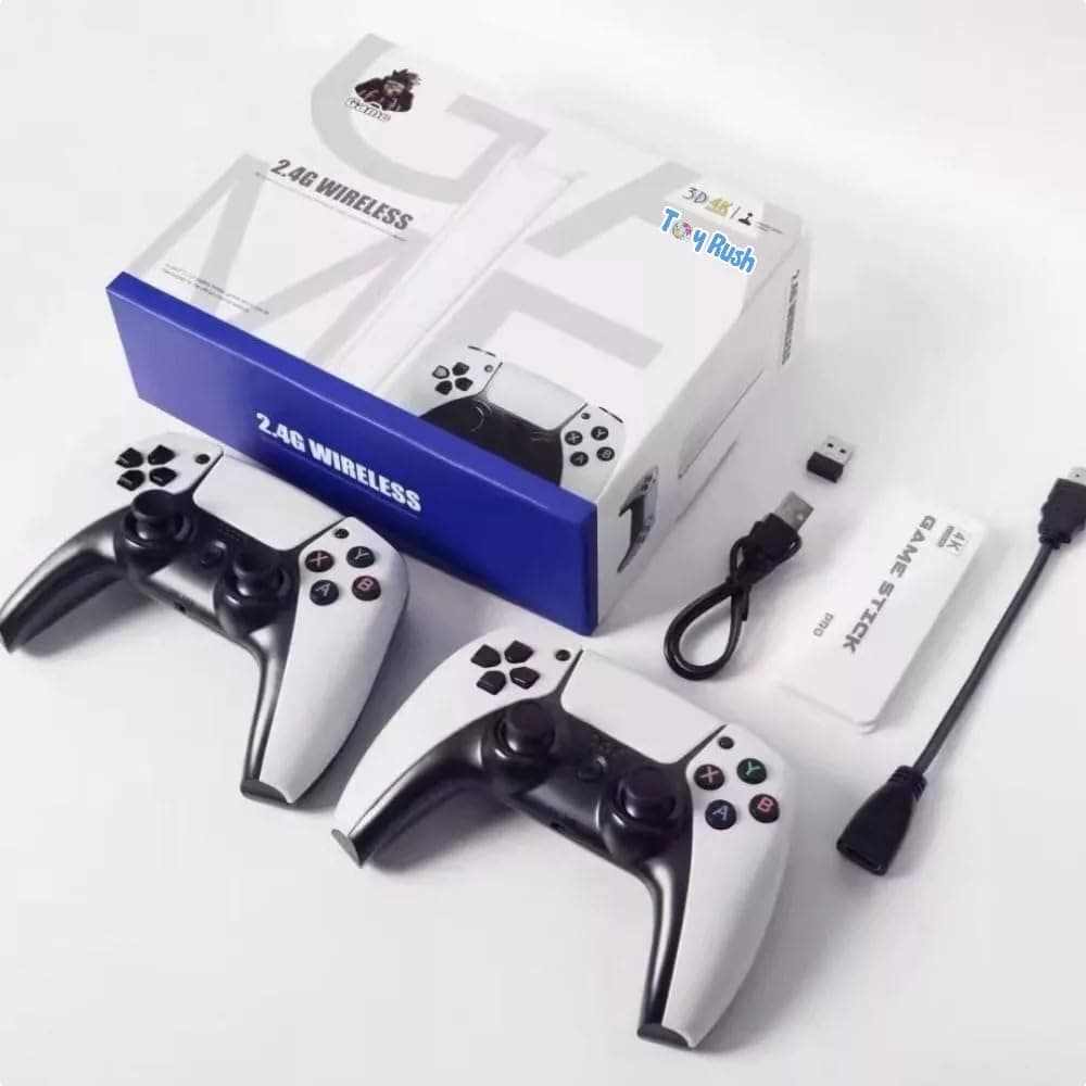 TRH Toy Rush Wireless Video Games for Tv Gaming, Retro Gaming Console with Game Stick 4K HD Game Stick,Plug & Play TV Video Game Set for 2 Player with 10 Emulators 24000+ Mario,Tekken3 2.4g Wireless