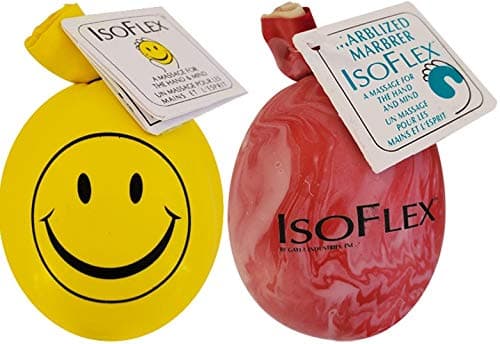 Isoflex Stress Ball 2 Pack. One Happy Face -Yellow and One Marbleized- Assorted Colors. E-Book Included.
