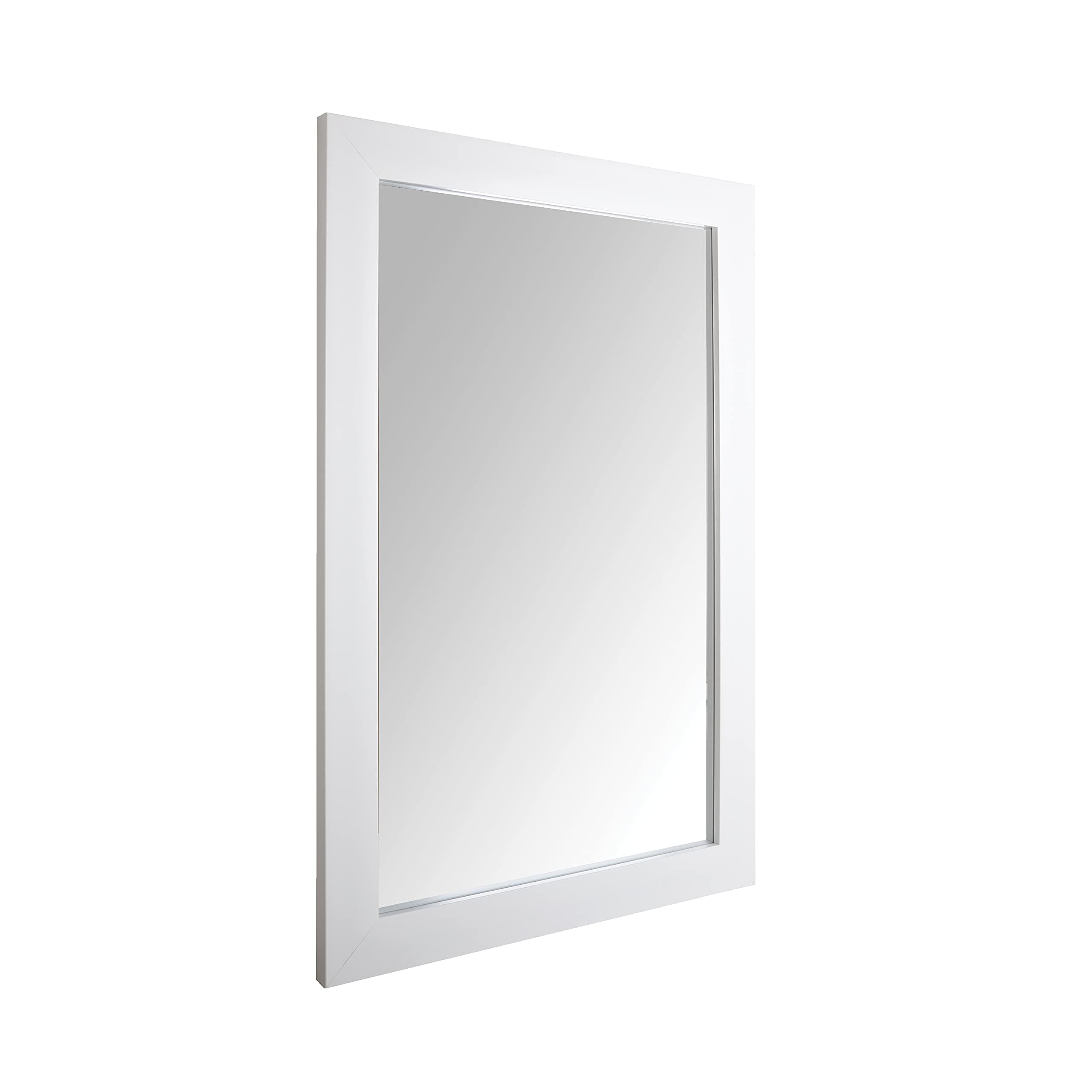Amazon Basics Rectangular Wall Mount Mirror for Bedroom, Living Room, Entryway, Wide Trim, 24" x 36", White