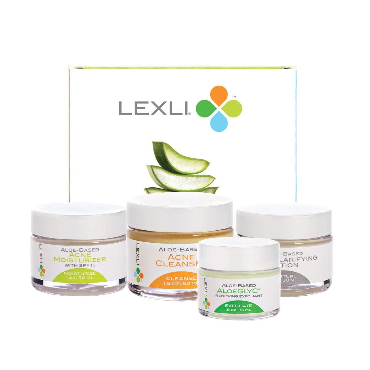 Lexli Acne Treatment Kit | Clears Acne & Minimizes Breakouts | 4 Step Acne Solution | Formulated with a Base of Organic, Pharmaceutical-grade Aloe Vera | Acne Therapy for Women, Men And Teens
