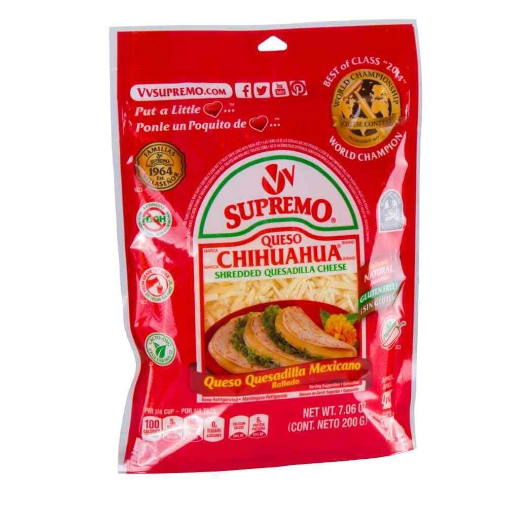 Supremo Queso Chihuahua Shredded Quesadilla Cheese, 7.06 Ounce -- 12 per case.