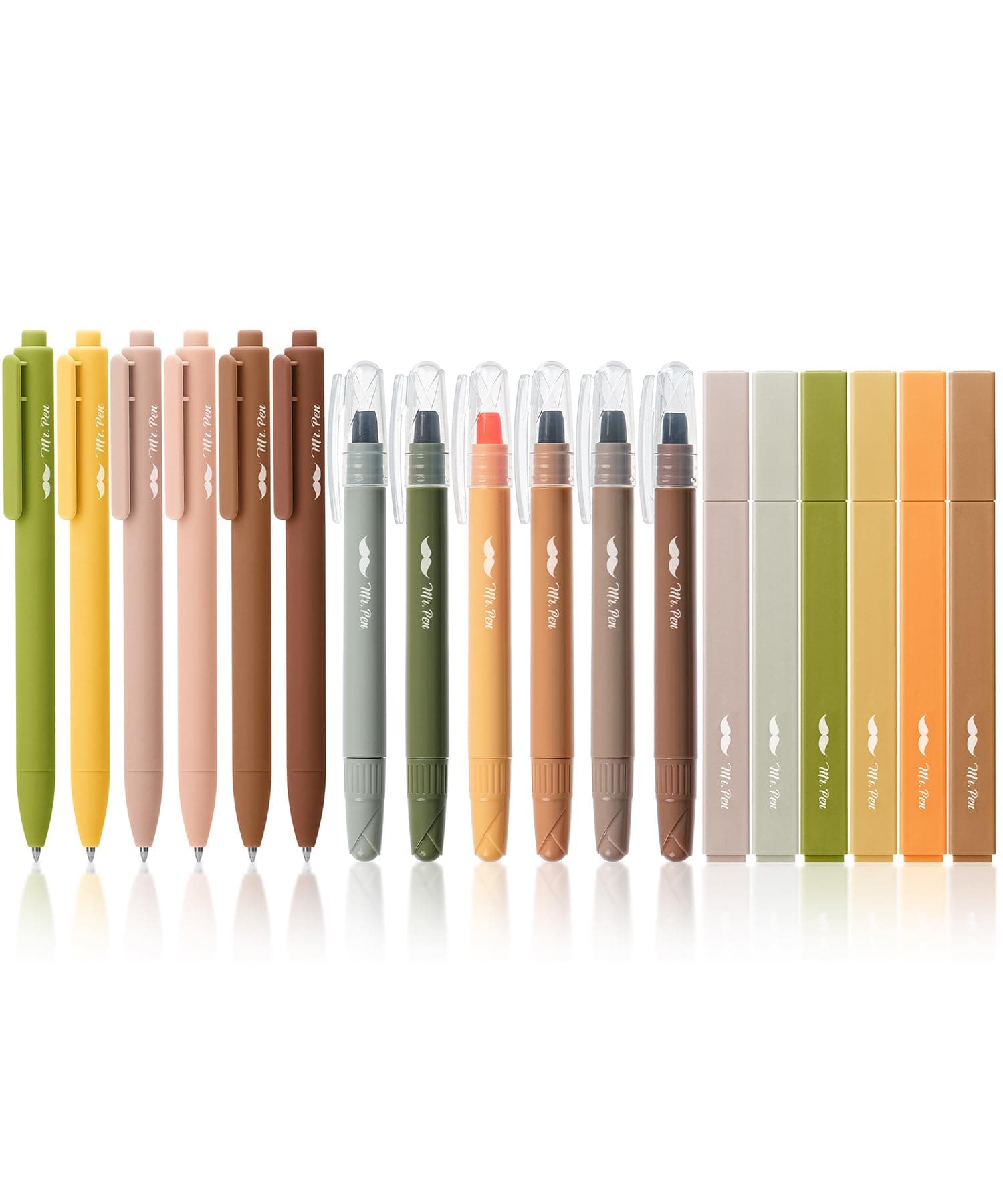 Mr. Pen Aesthetic Highlighters and Gel Pens, 18 Pack, Earth Tone Highlighters, Colored Gel Pens, No Bleed