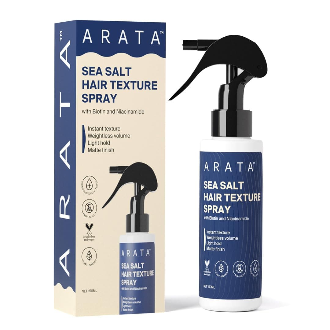 Arata Sea Salt Volumizing Hair Spray - 150ml For Beachy Locks & Natural Waves | Adds Volume & Texture To Hair Without Any Crunchy Feel | Made for All Hair Types With Sea Salt, Biotin & Niacinamide