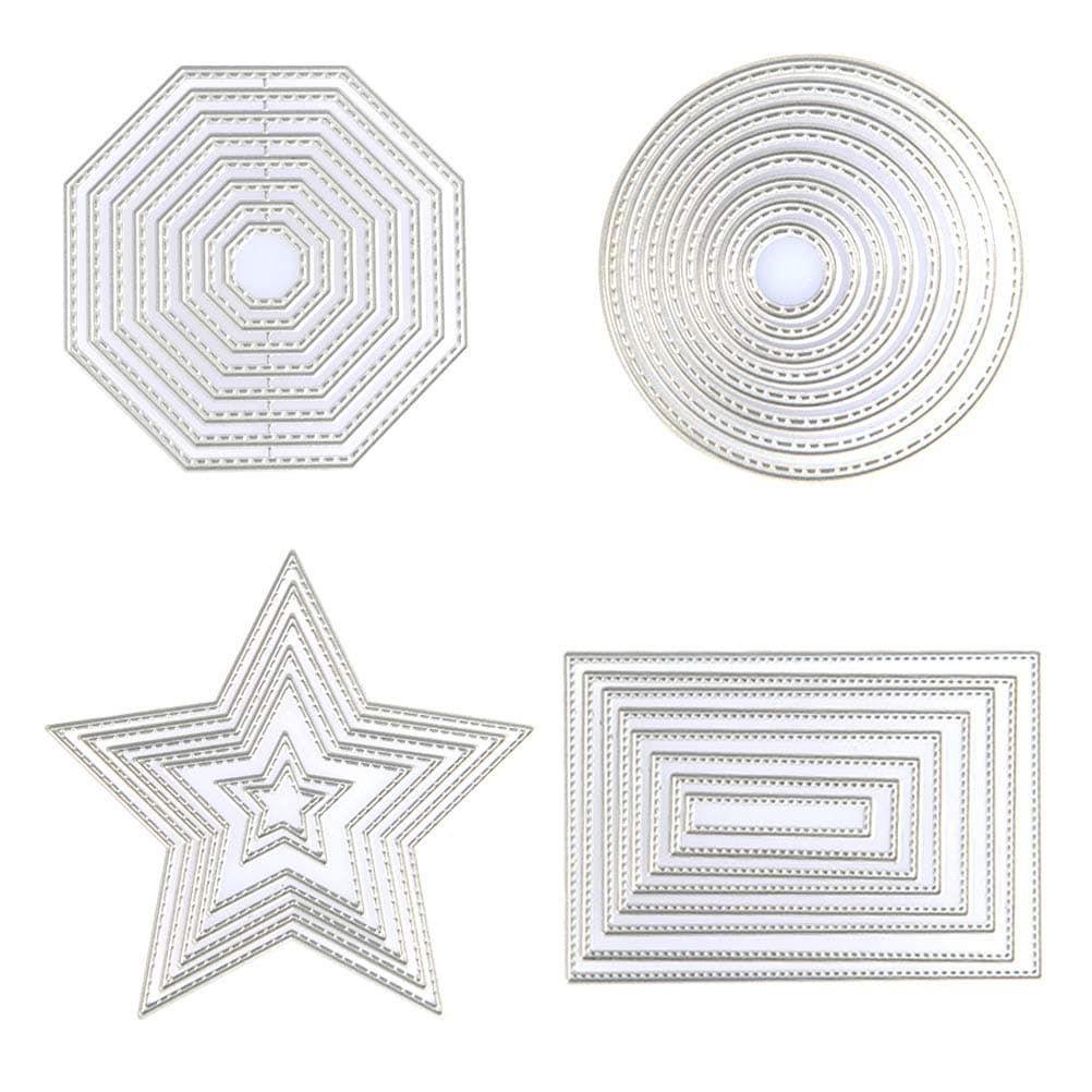 WOWOSS 32 Pieces Cutting Dies Stencil Metal Template Moulds, 4 Different Shapes Embossing Tools for Scrapbook, Album, Paper DIY Crafts & Card Making