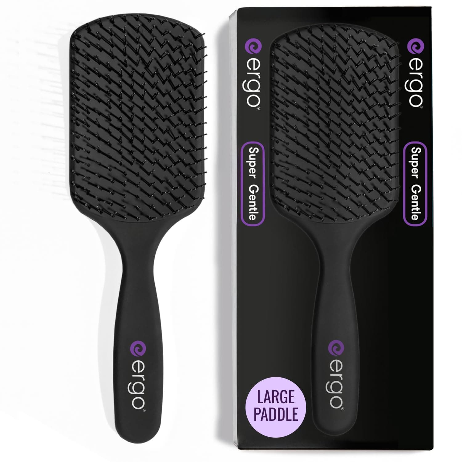 Super Gentle Large Paddle Brush for Blow Drying - Hair Brushes for Women with Thick or Thin Hair - Dual Hairbrush for Women - Detangler Hair Brush - Gently Detangles Curly or Wet Hair - ERG1000