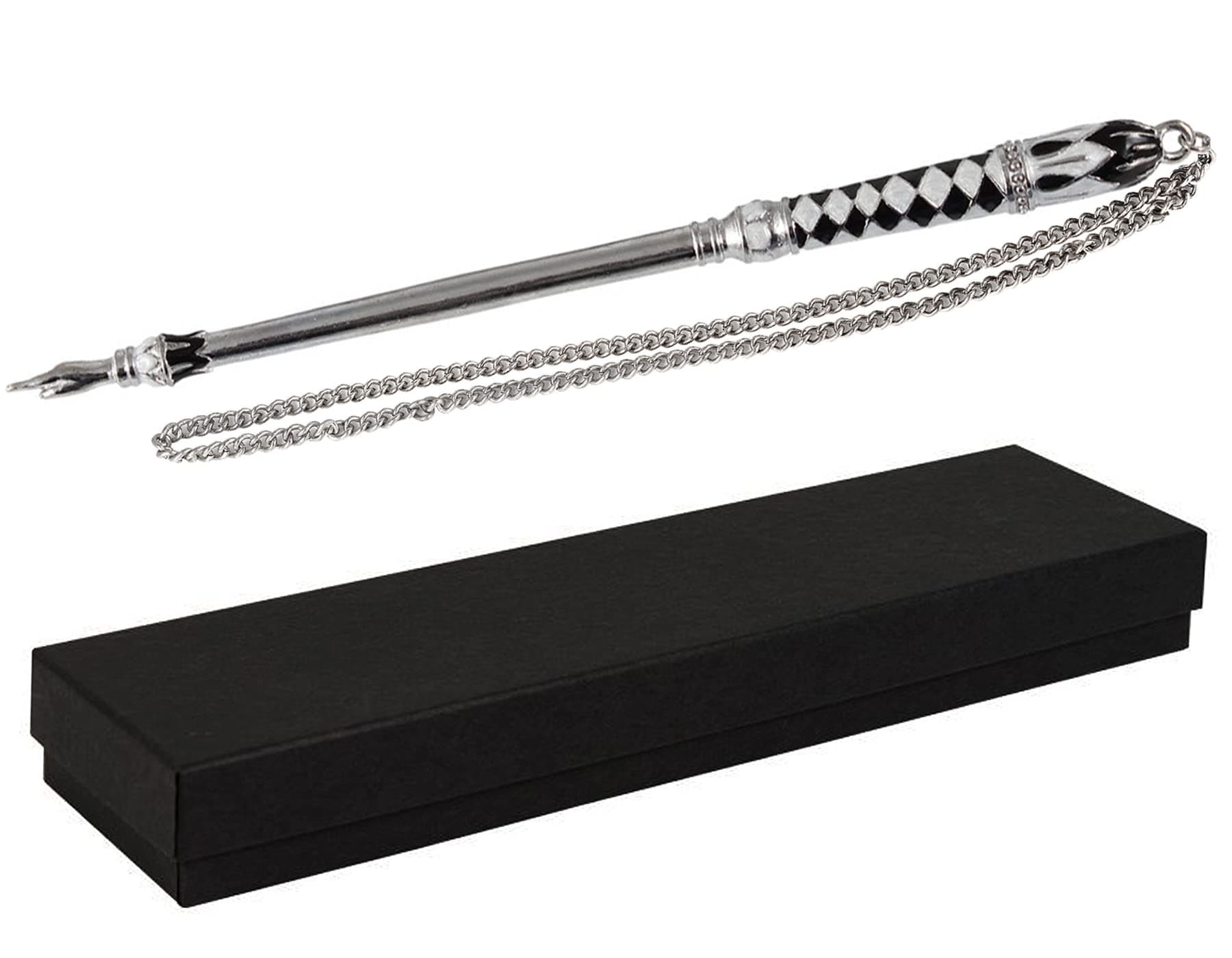 Torah Pointer Yad Silver Plated Tora Scroll Reading Hand Assistant Decorated in Black and White Enamel in Giftable Box by Zion Judaica