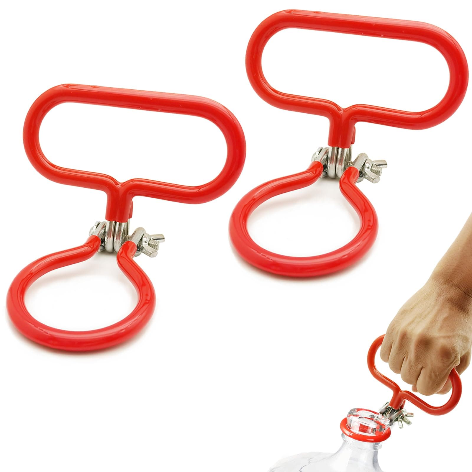 Carboy Handle, 2 Pack Carboy Carrying Handle Heavy Duty Carboy Holder for Smooth Neck 3 Gallon 5 Gallon 6 Gallon 6.5 Gallon Glass Carboys for Fermenter Wine Making Beer Brewing Home Brewing Equipment