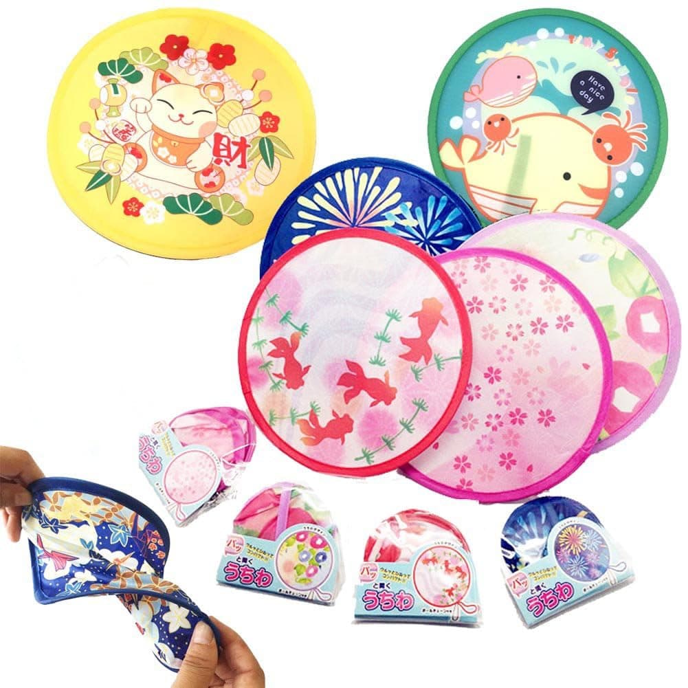 Round Japanese Style Folding Fans Hand Fan for Wedding Party and Personal Decoration, Set of 4, Random Color