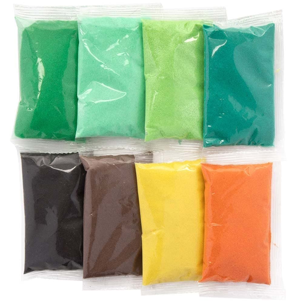 FE175 Jungle Coloured Craft Sand - Pack of 8, Bag of Sand, Decorative Sand for Children, Art Supplies for Kids