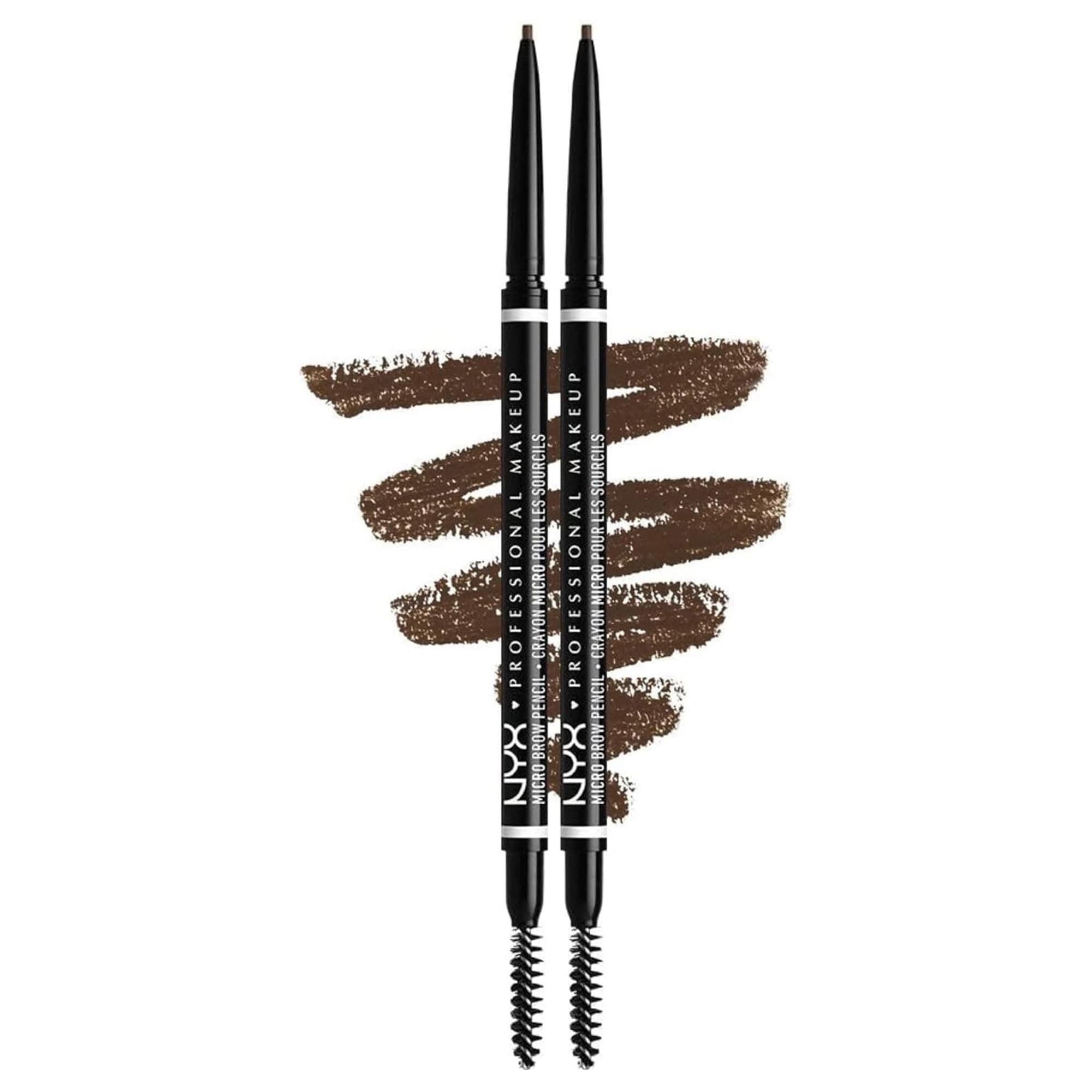 NYX Professional Makeup Brow Pencil, Micro Brow Dual Ended Ultrafine Tip Mechanical Brow Pencil and Spoolie Brush, Vegan Formula, Shade: Brunette, Pack of 2