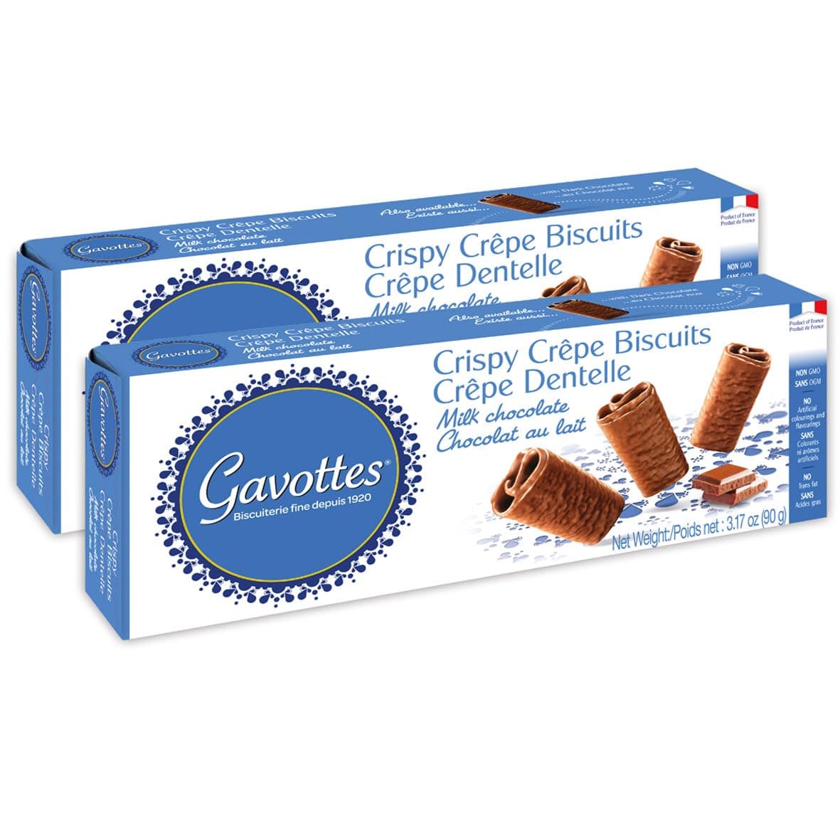 Gavottes Mini Crispy Crepes With French Milk Chocolate Icing 2 Pack | Ready-To-Eat From France Crunchy Cho Topping