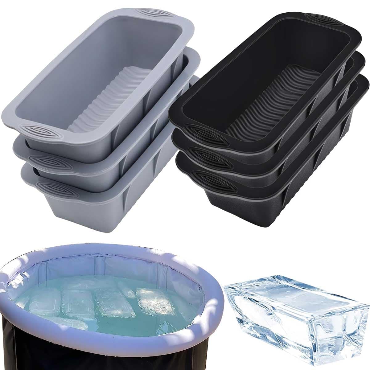 Large Ice Block Mold for Ice Bath Tub, 6 Pcs Extra Large Ice Cube Mold for Cold Plunge Tub, Total 14.4 Lb Ice Block, Reusable Ice Cube Tray Ice Molds Silicone Big Ice Tray for Ice Bath Accessories