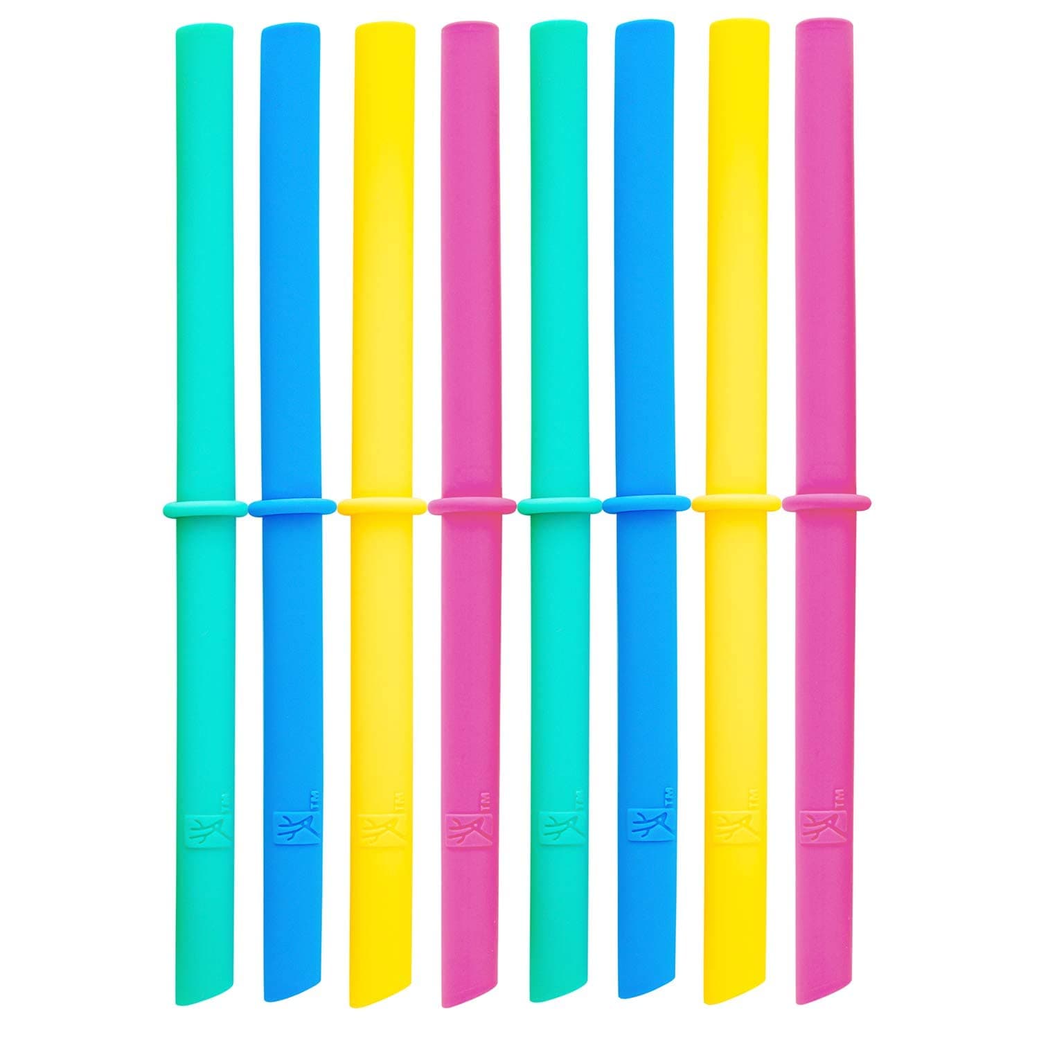 Elk and Friends Adult & Kid's Reusable Silicone Straws with Stopper for 8oz & 10oz Mason Jars or Tumblers, Pack of 8 Colorful Straws 6.3"