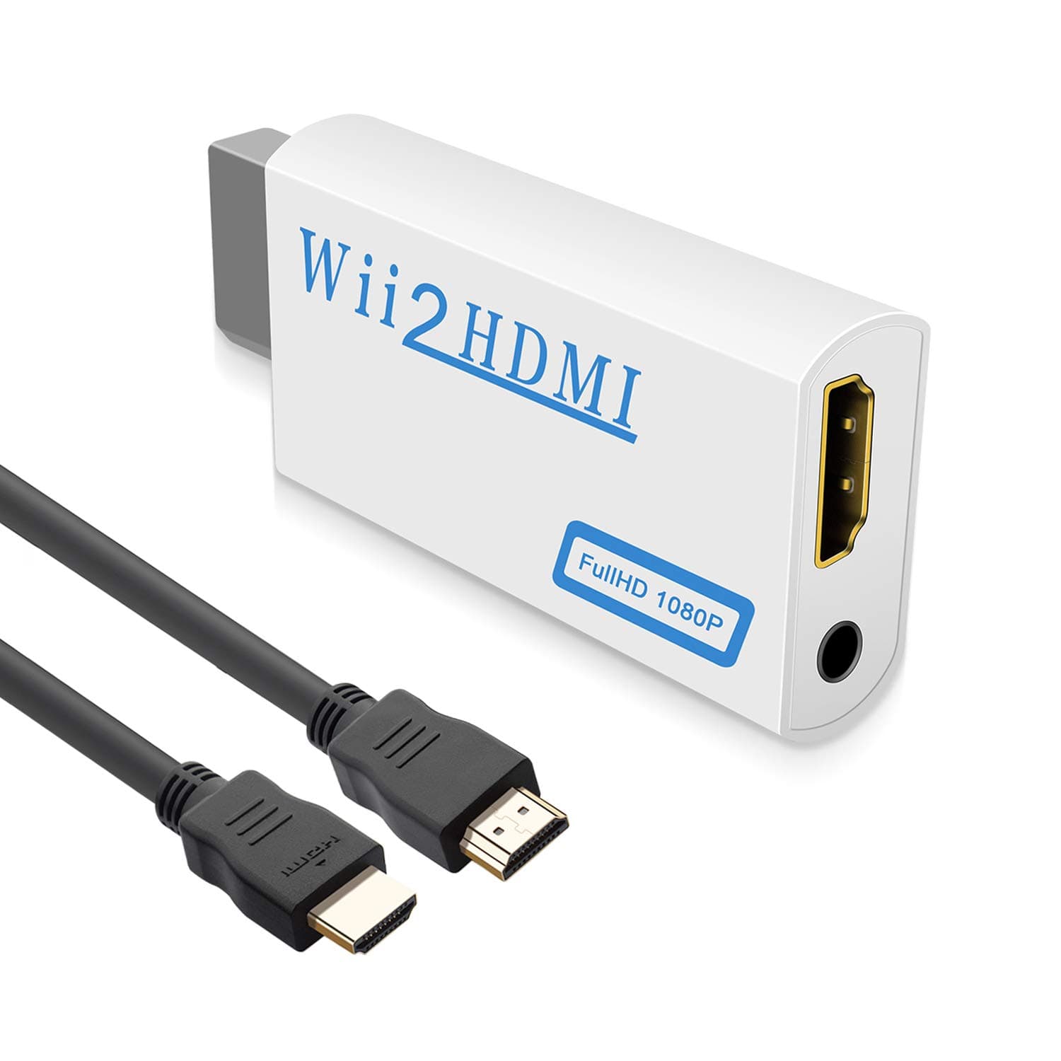 Wii to Hdmi Adapter Video Audio Converter with 3.5mm Audio Video Output Supports All Wii Display Modes 480P,480I,NTSC, Wii to HDMI Converter with 3.3 Feet HDMI Cable for Nintendo Wii