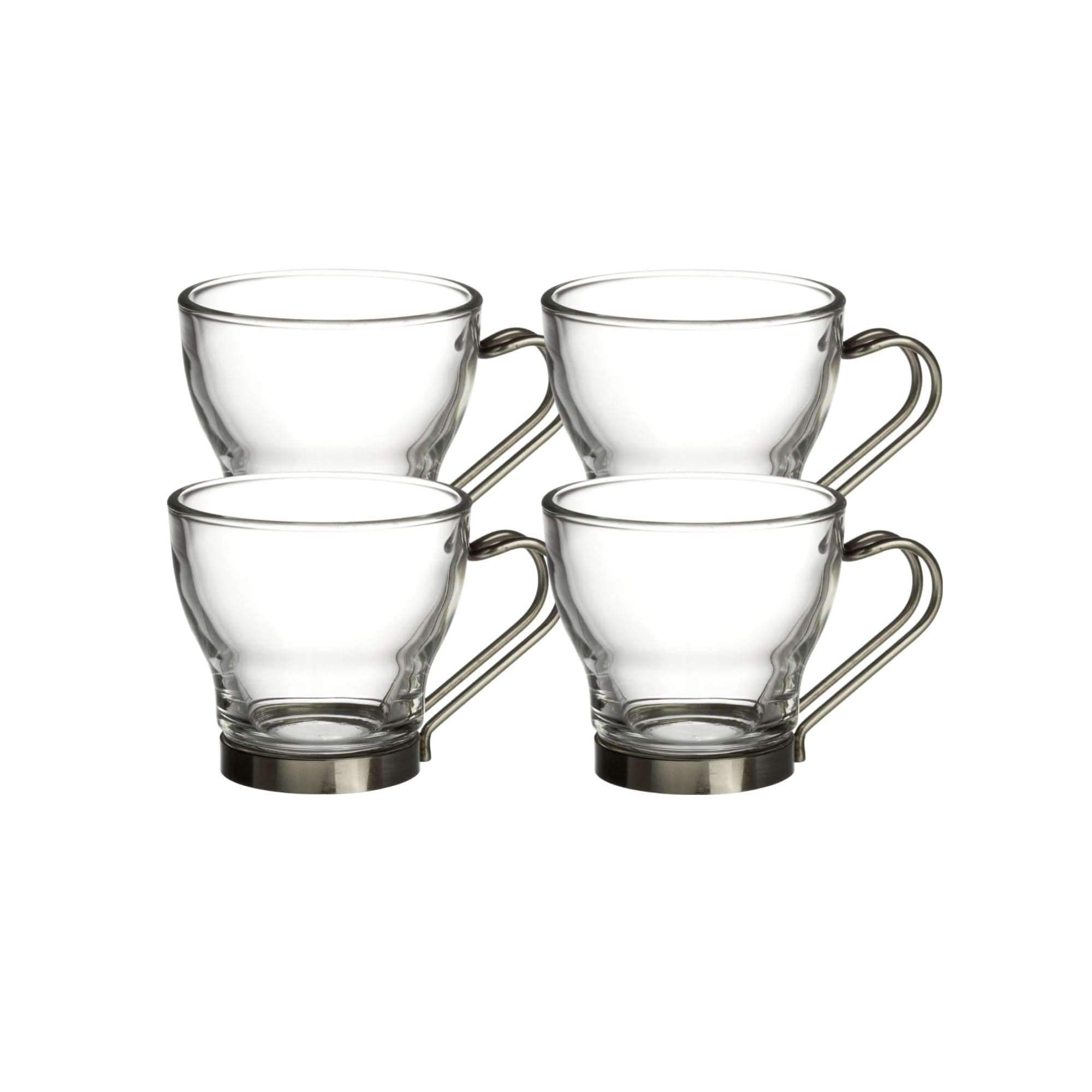 Bormioli Rocco Verdi Espresso Cup With Stainless Steel Handle, Set of 4, Gift Boxed, 3.5 ounces