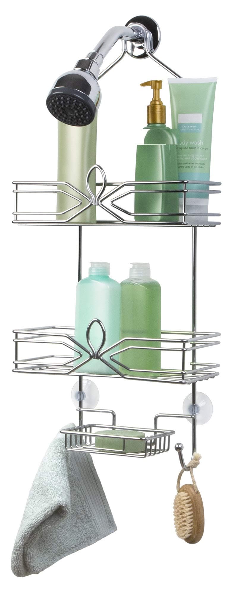 RichardsHomewares Aria 3-Tier Shower and Bath Caddy with Soap Dish, 11 x 4.9 x 25.4-Inch, Chrome